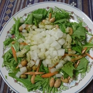 水菜と大根と人参と大豆のサラダ